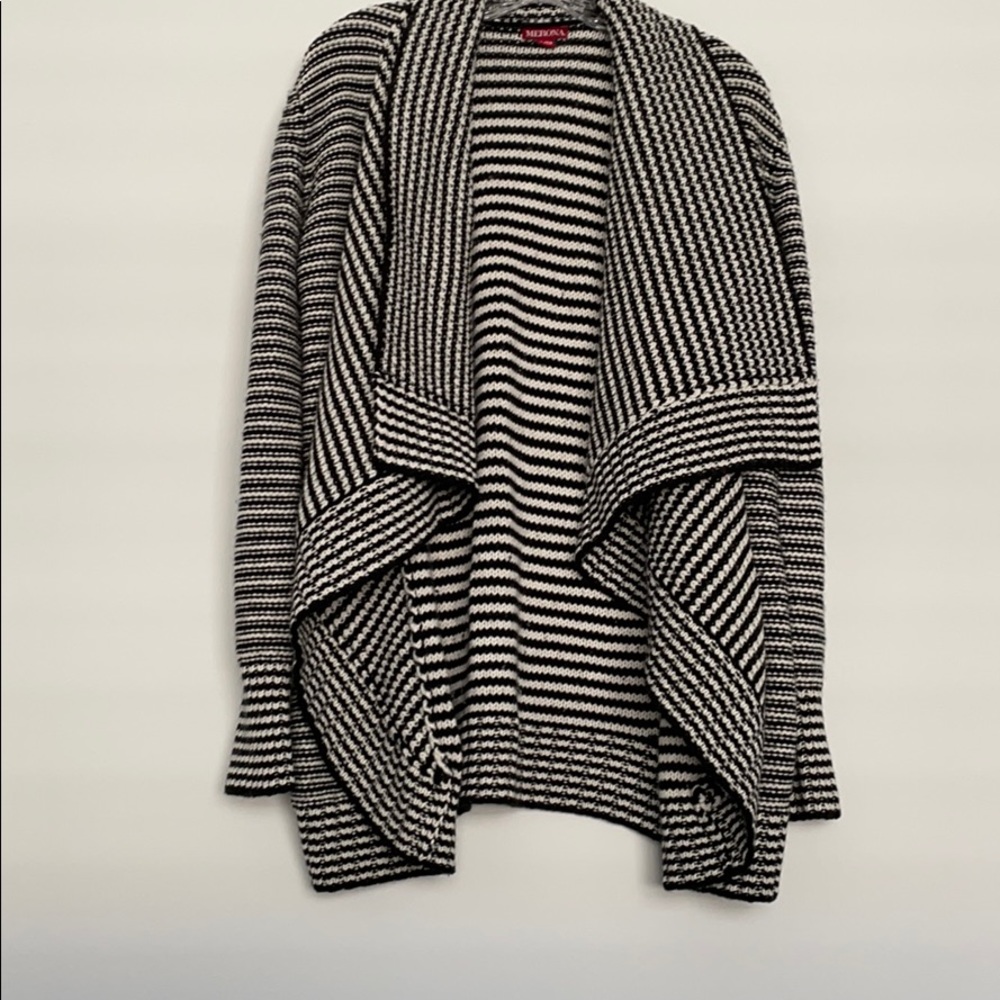Merona black & white striped open sweater size XL!